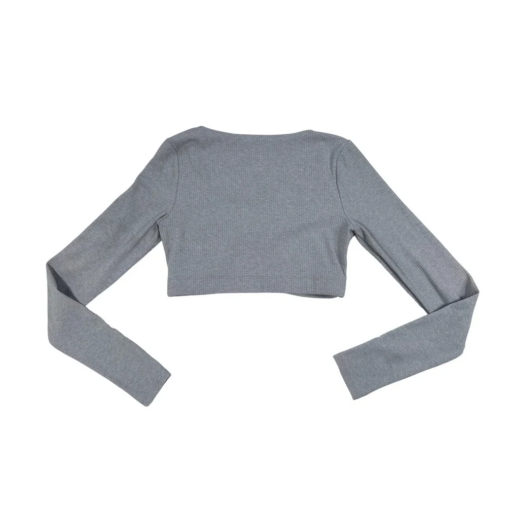 Alo Yoga Ribbed Defined‎ Long Sleeve Bra *Heather Grey Size Small